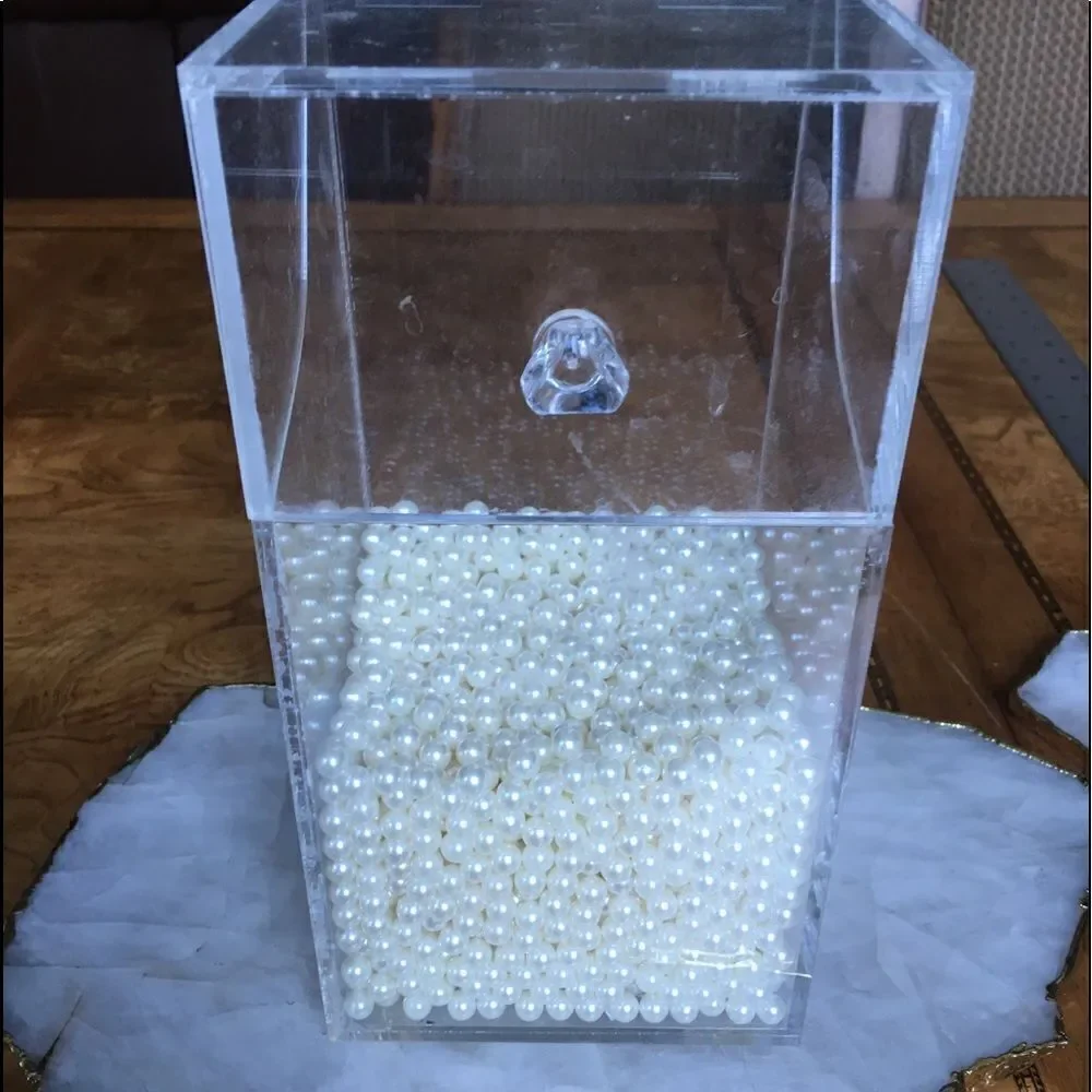 ACRYLIC PEARL Filled Flip Top Box for Decor!